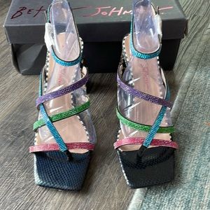 Betsey Johnson Women's Graviti Heeled Sandal - Rhinestone Strap Block Heel - View #9